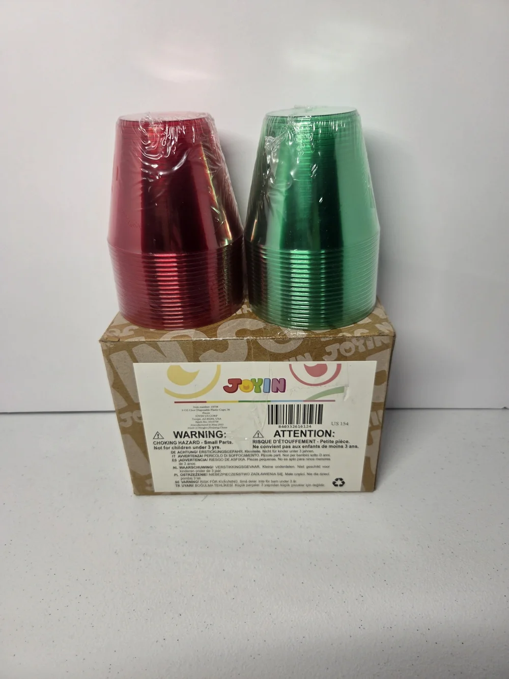 Metallic Red and Green Party Cups - 2-Pack